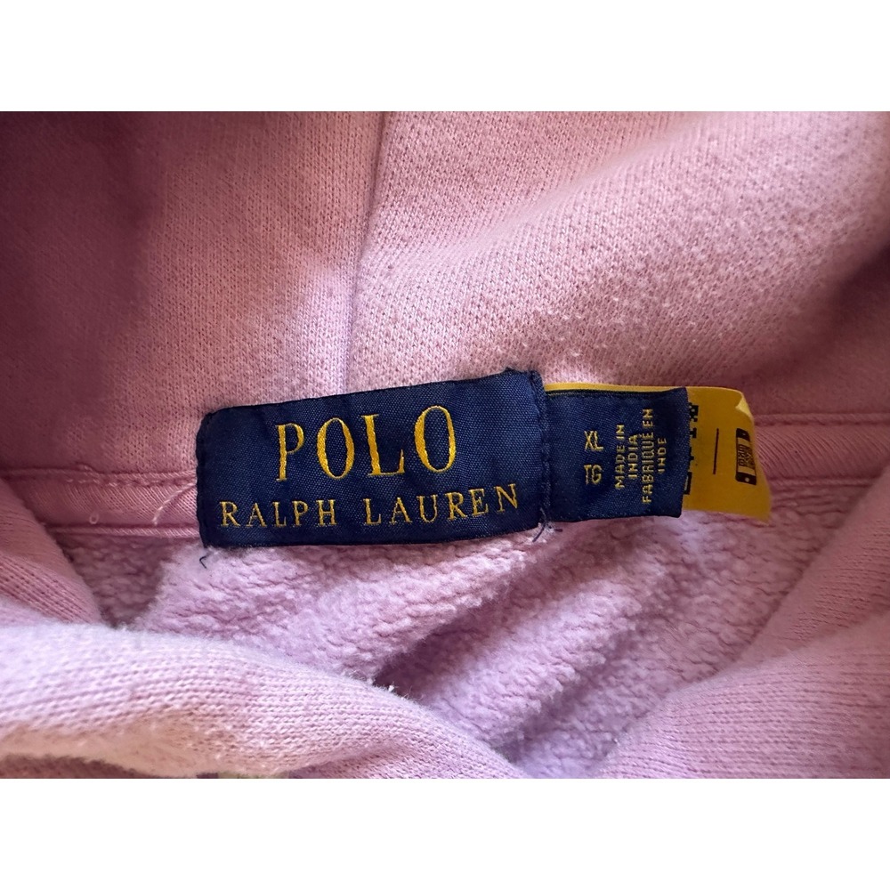 Polo Ralph Lauren Pink Pullover Hoodie Blue Pony Logo Women's Size XL - Picture 3 of 6
